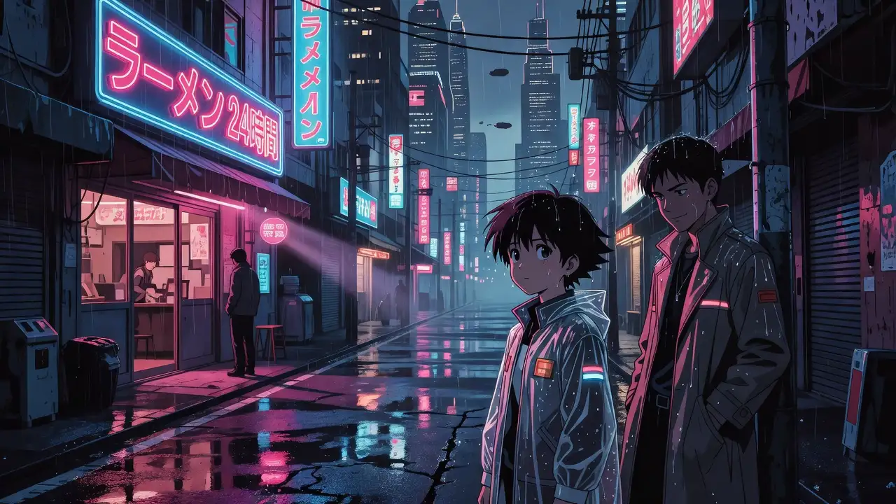 Retro Anime City Scene